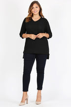 Bagel Plus Size Knit V-Neck Hi-Low Top – Flattering Everyday Style