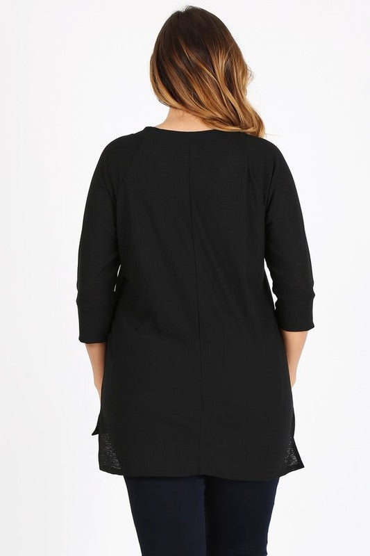 Bagel Plus Size Knit V-Neck Hi-Low Top – Flattering Everyday Style