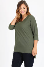 Bagel Plus Size Knit V-Neck Hi-Low Top – Flattering Everyday Style