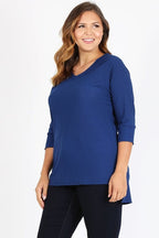 Bagel Plus Size Knit V-Neck Hi-Low Top – Flattering Everyday Style