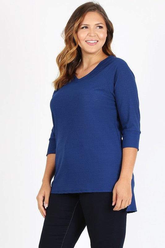Bagel Plus Size Knit V-Neck Hi-Low Top – Flattering Everyday Style