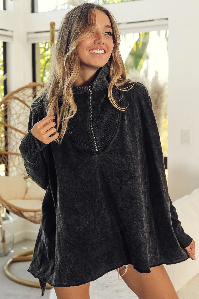 Oversized Fleece Quarter-Zip Sweatshirt – Soft Cozy & Street-Ready