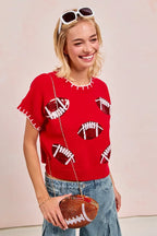Gameday Sequin Football Sweater – Sporty, Cozy & Eye-Catching Style