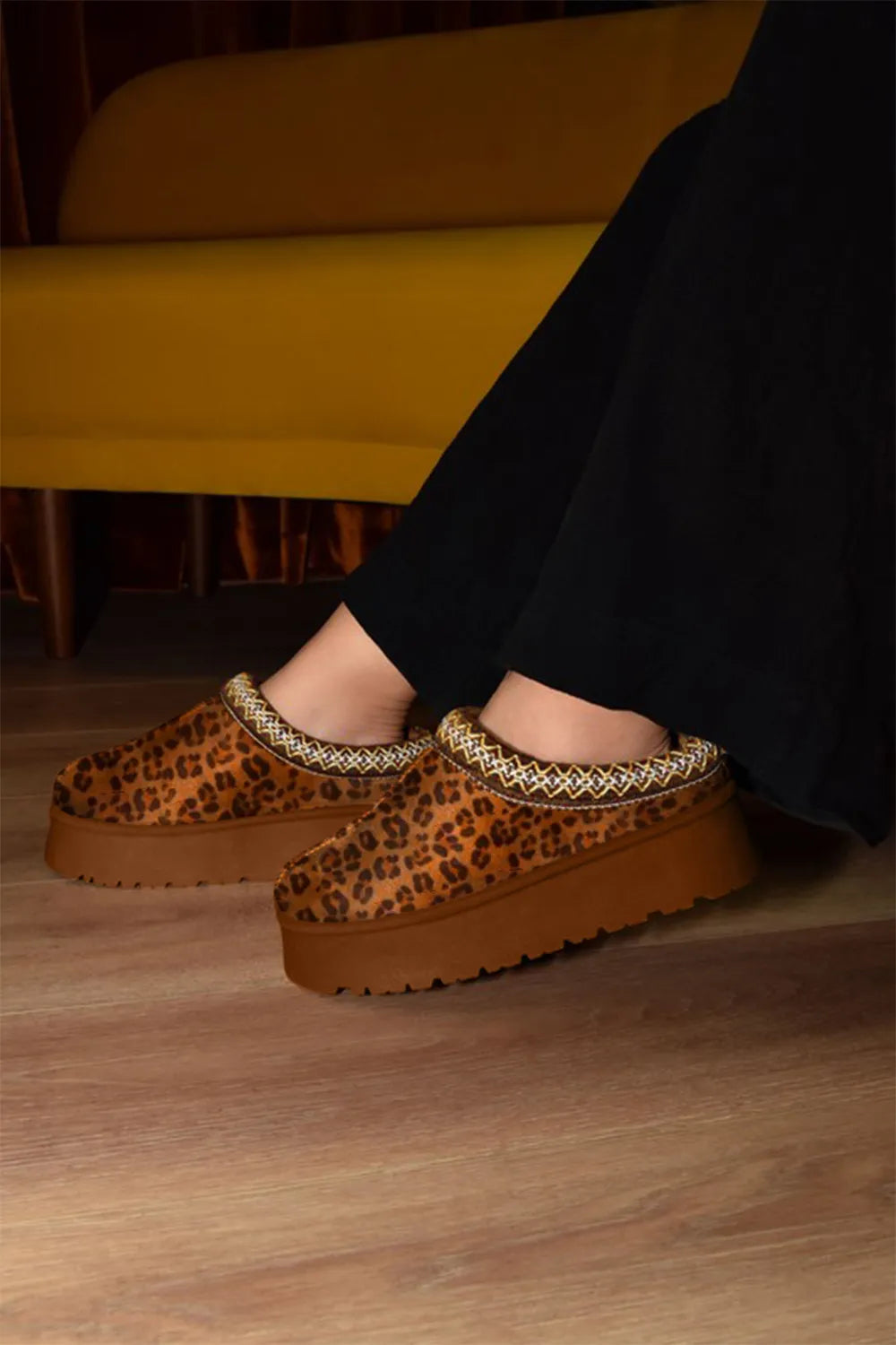 Embroidered Trim Round Toe Platform Boots – Boho Chic Statement