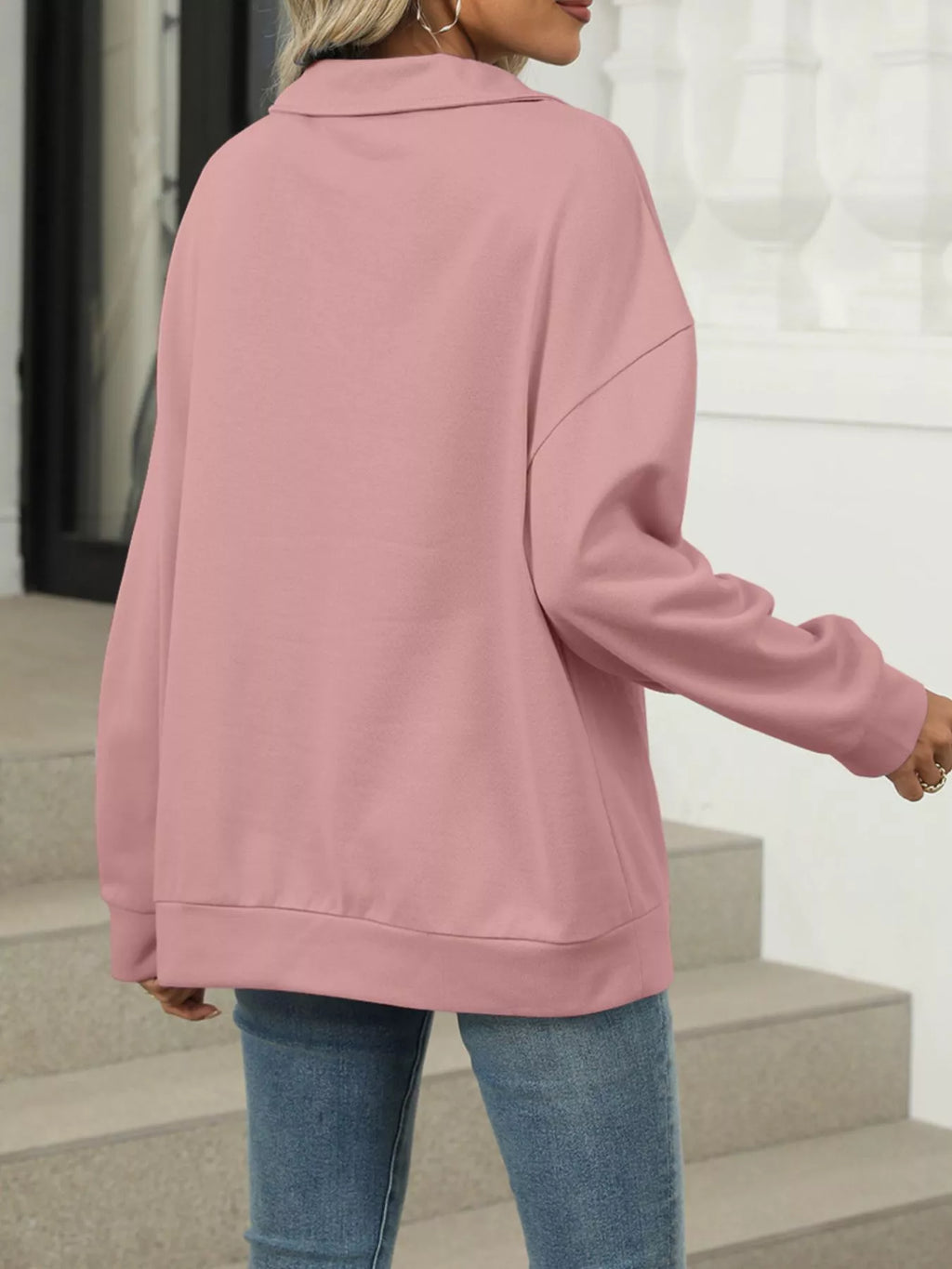 Johnny Collar Long Sleeve Sweatshirt – Casual Chic & Cozy