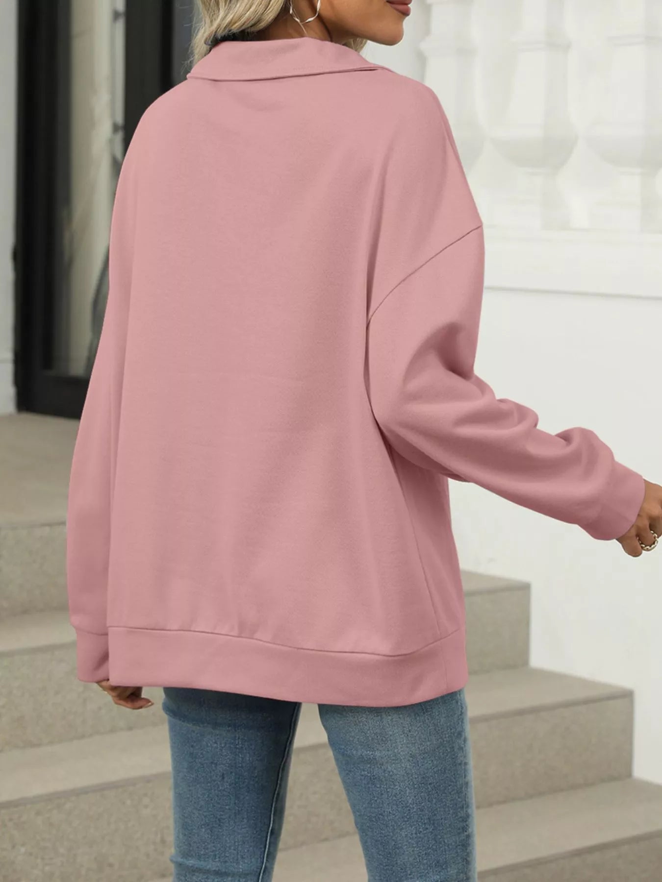 Johnny Collar Long Sleeve Sweatshirt – Casual Chic & Cozy
