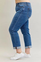 Judy Blue Mid Rise Boyfriend Cuffed Jeans – Relaxed Classic Fit