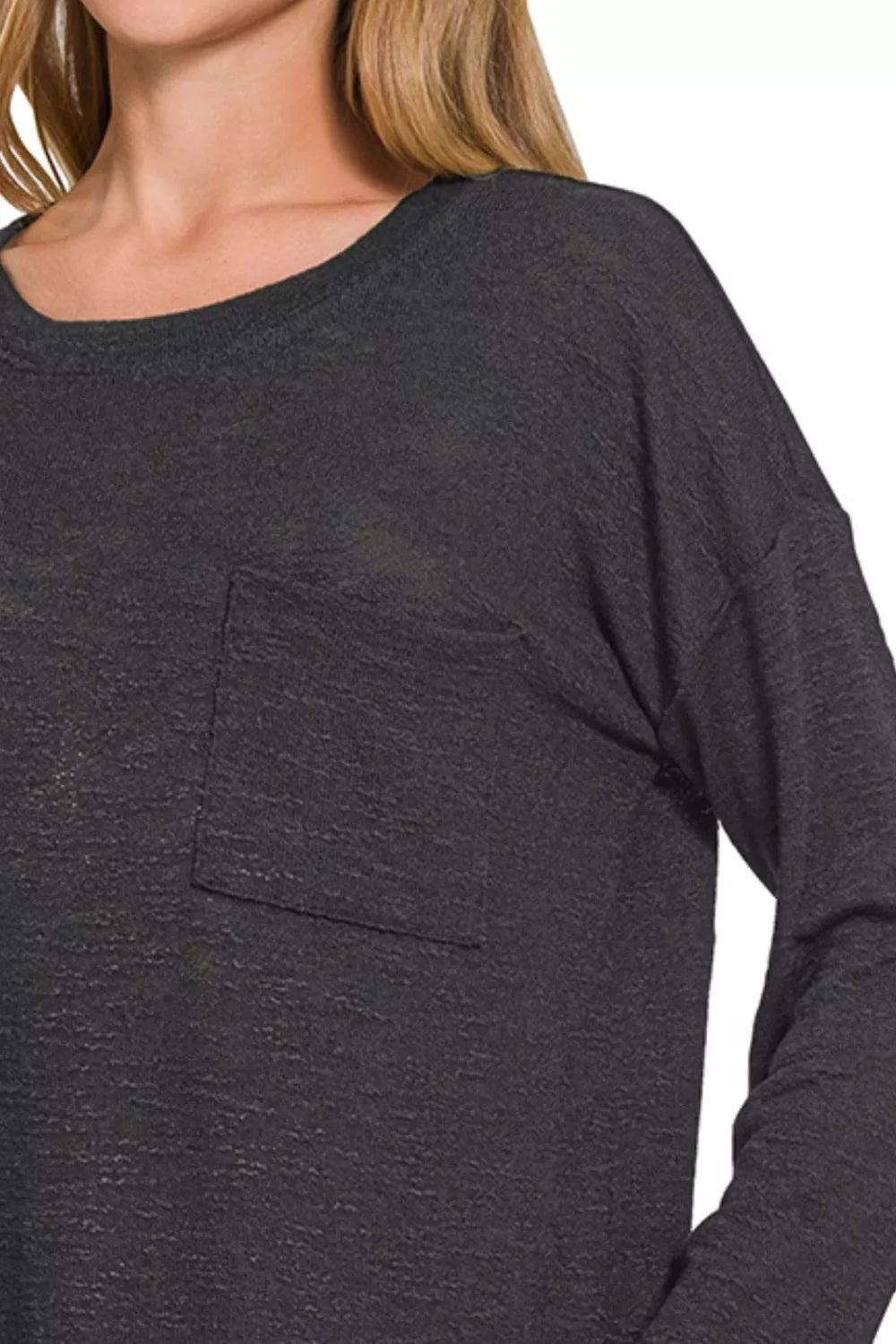 Zenana Classic Long Sleeve T-Shirt – Heather Charcoal Gray
