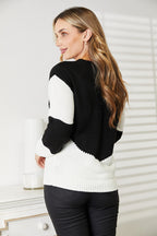 Two-Tone Rib-Knit Sweater – Feminine, Cozy & Perfect for Layering