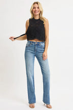 Dreamkue-Risen Women's High Rise Straight Jeans with Tummy Control