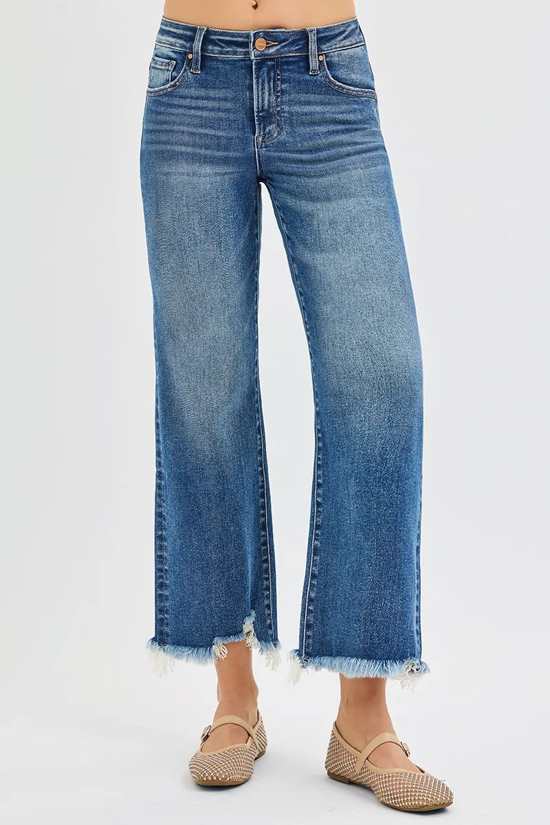 Dreamkue-Risen Women's High Rise Cropped Straight Leg Jeans