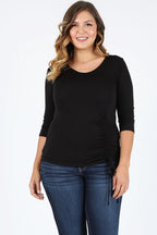 Bagel Plus Size Waist Tie Top – Flattering Fit with Effortless Style