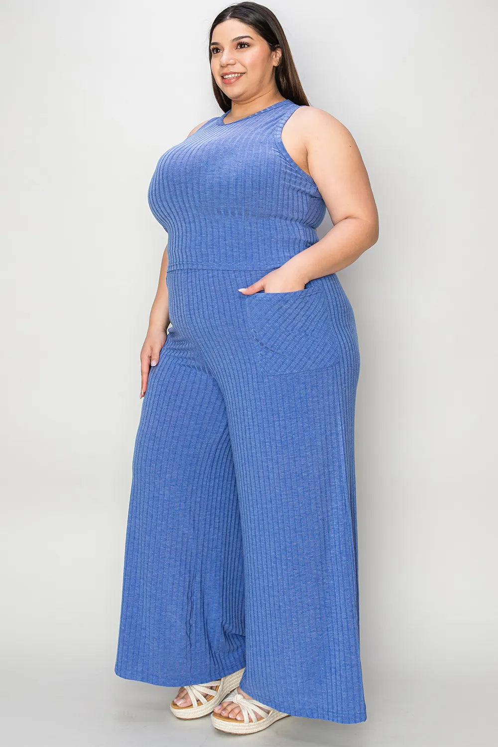 Ribbed Tank & Wide Leg Pants Set – Chic, Comfy & Effortless
