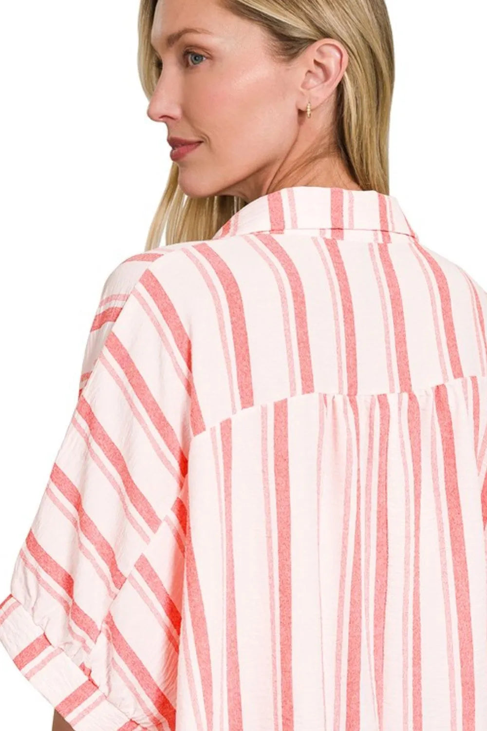 Woven Yarn-Dye Stripe Oversized Button Down Shirt – Chic & Versatile