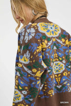 Vintage Floral Camo Cardigan – Oversized Knit Button-Front Sweater