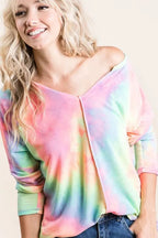 BiBi Tie Dye Long Sleeve Terry T-Shirt – Casual Colorful Style