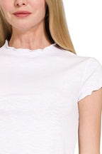 Zenana Cotton Modal Lettuce Trim Cropped T-Shirt – Trendy & Comfy