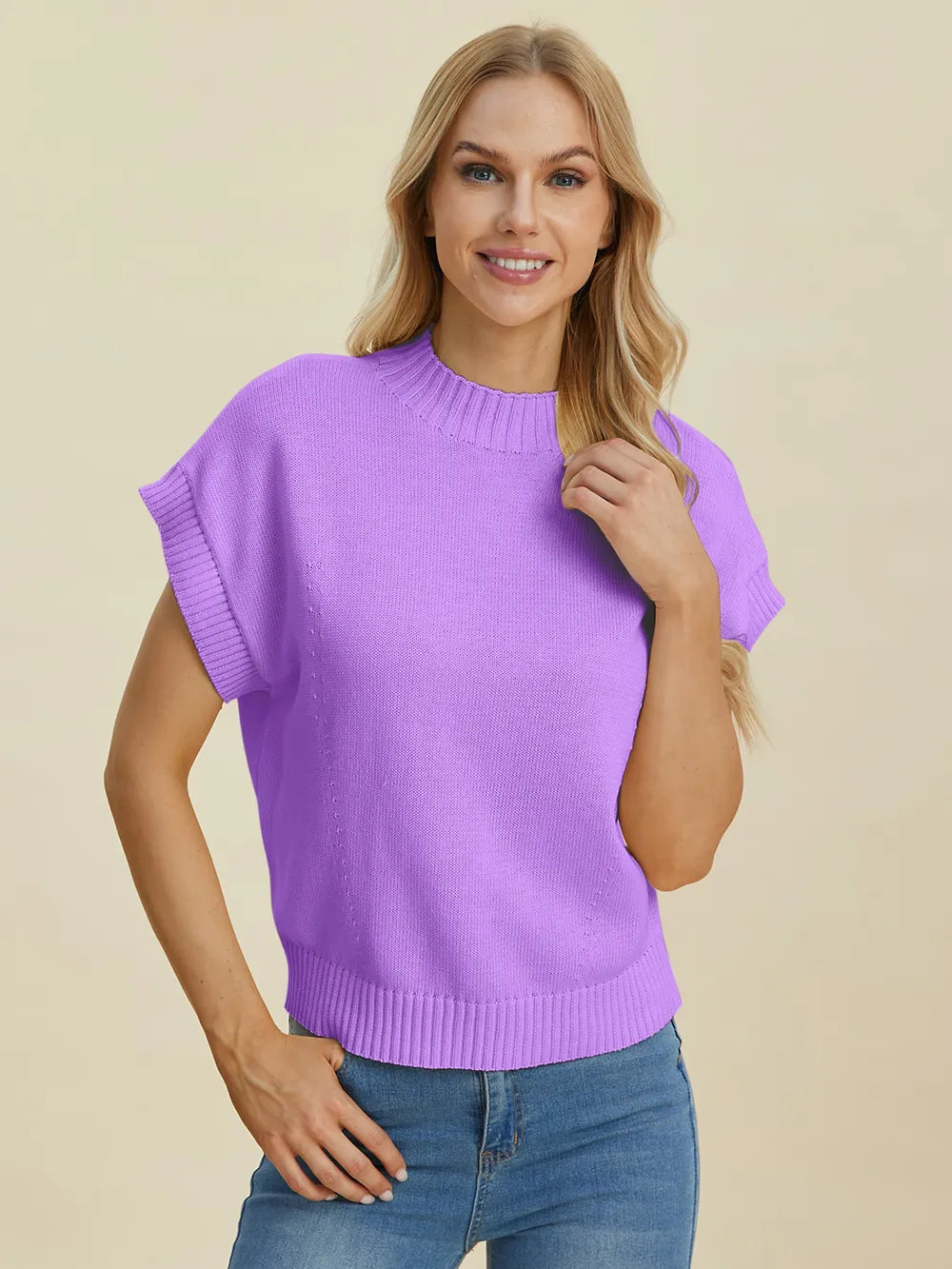 Mock Neck Short Sleeve Sweater – Chic, Cozy & Versatile