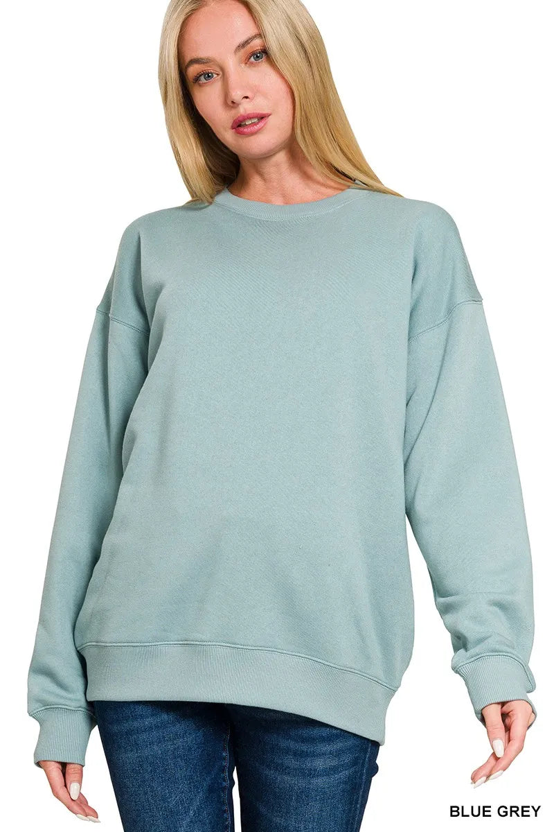 Blue Grey Oversized Crewneck Sweatshirt – Soft, Comfy & Casual