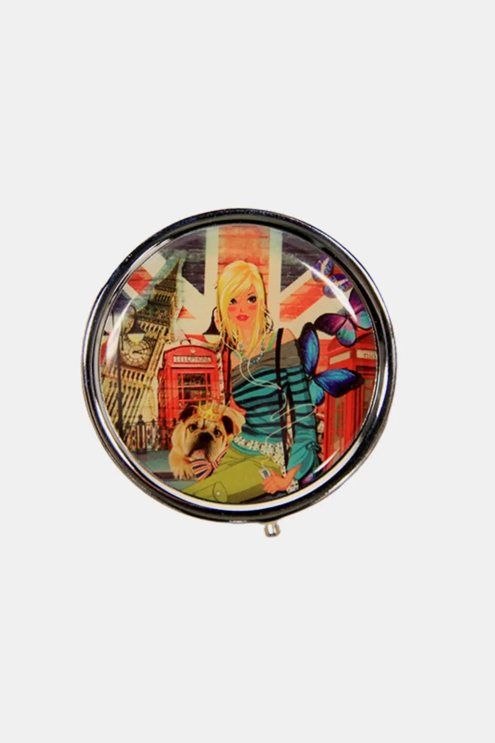 Nicole Lee Metallic Circular Pill Case – Chic, Compact & Organized