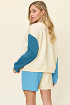 Contrast Drop Shoulder Top & Shorts Set – Trendy, Comfy & Versatile