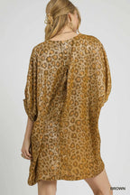 Metallic Leopard Print V-Neck Kimono Dress Glam & Fierce Style