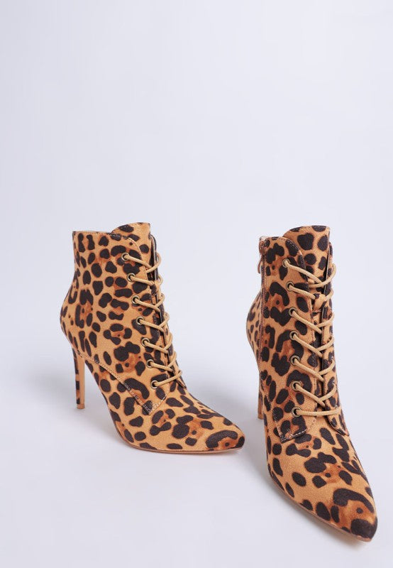 Rag Company Nesta Leopard Boots – Lace Up Stiletto Heel Statement