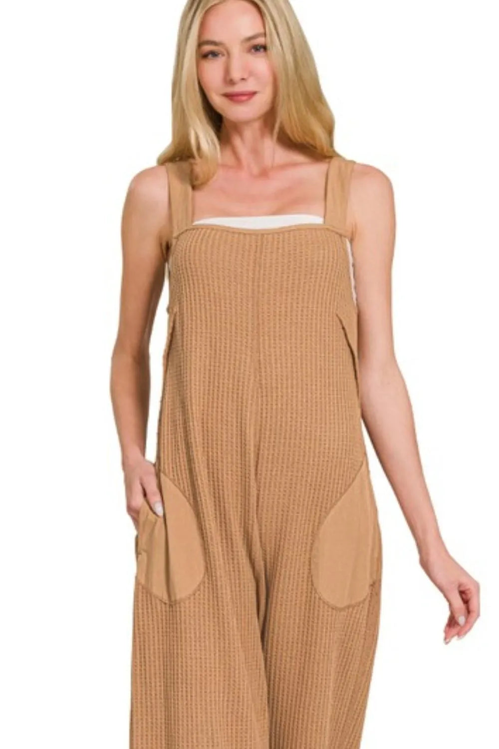 Knit Waffle Wide-Leg Overalls – Relaxed, Textured & Everyday Cozy