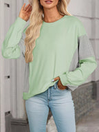 Striped Round Neck Long Sleeve Sweatshirt – Casual Cozy Style