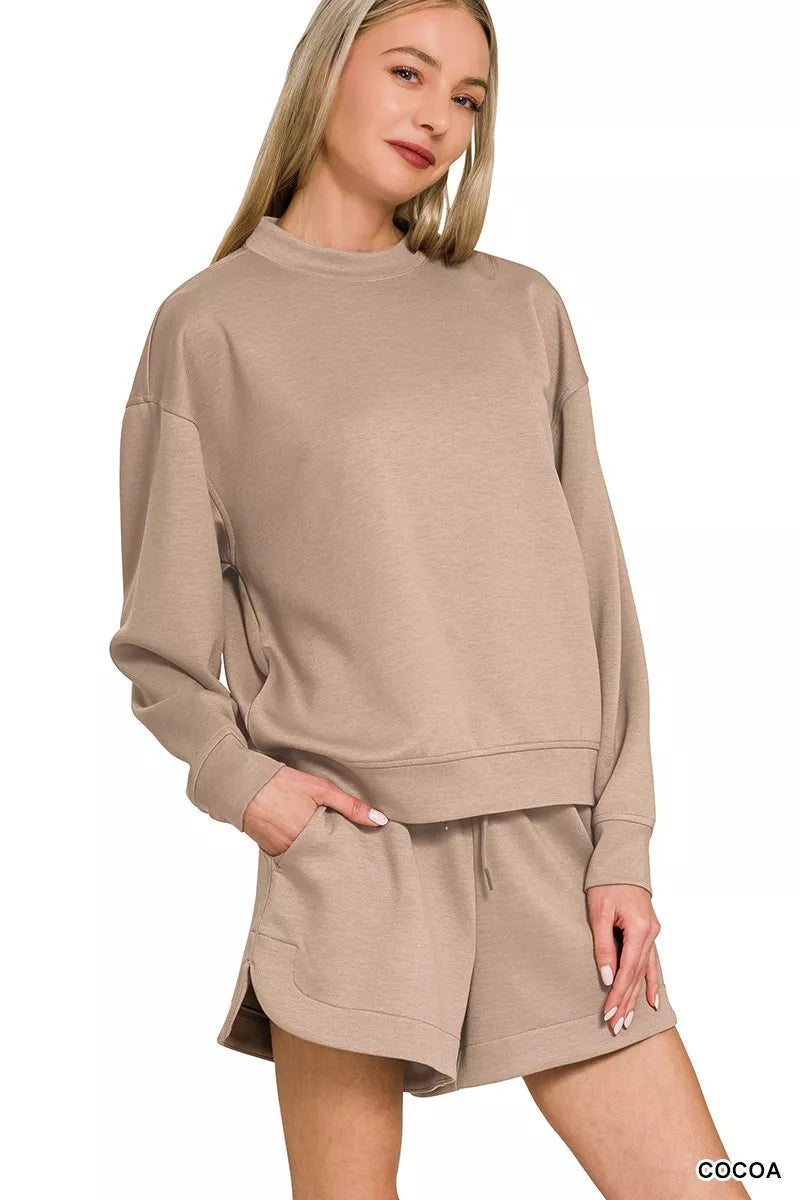 Zenana Scuba Sweatshirt & Shorts Set – Sleek, Comfy Modern Lounge Wear