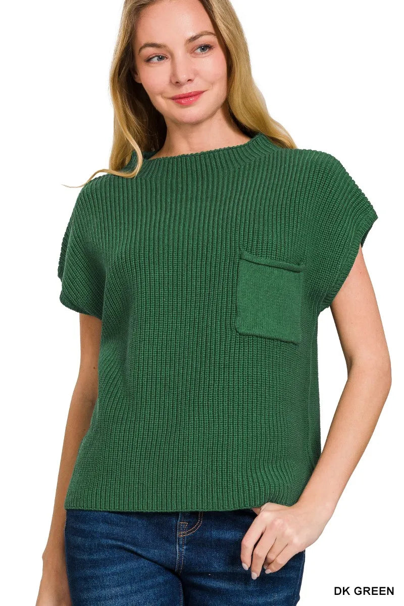 Mock Neck Short Sleeve Sweater Sophisticated & Versatile Style