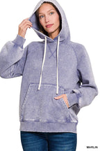 Acid Wash Fleece Hoodie with Kangaroo Pocket – Cozy & Stylish