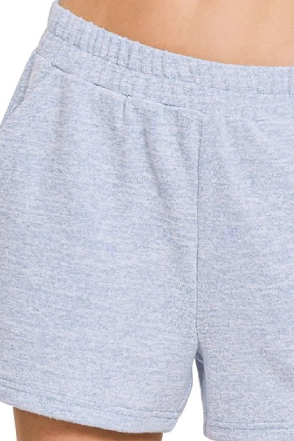 Soft Melange Hacci Shorts – Elastic Waist & Cozy, Stylish Fit