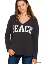 Zenana Beach V Neck Sweater – Effortless Style & Cozy Coastal Vibes