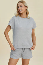 Textured Short Sleeve Top & Shorts Set – Comfy, Chic & Versatile