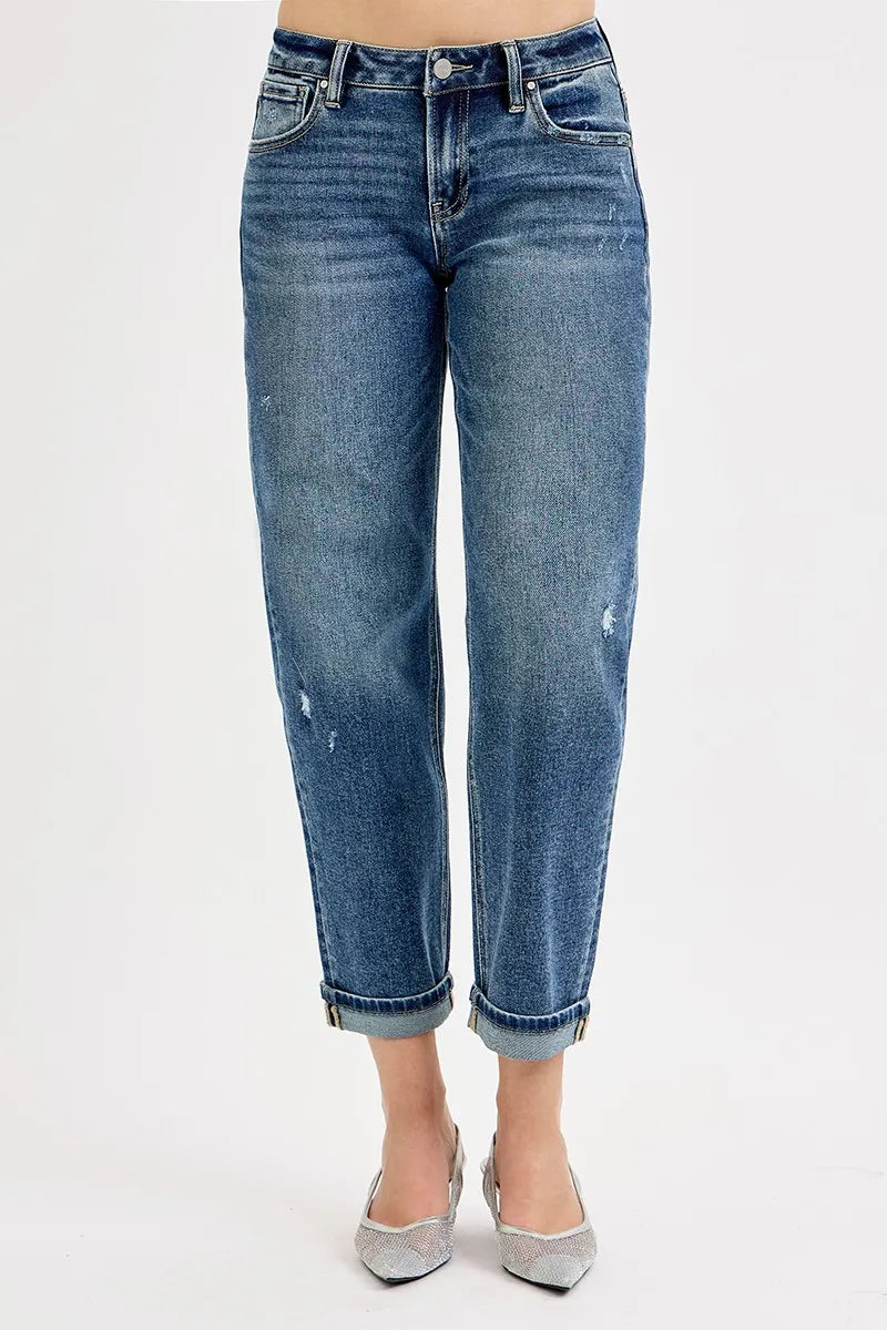 Relaxed Straight Crop Jeans – Vintage Medium Blue Everyday Denim