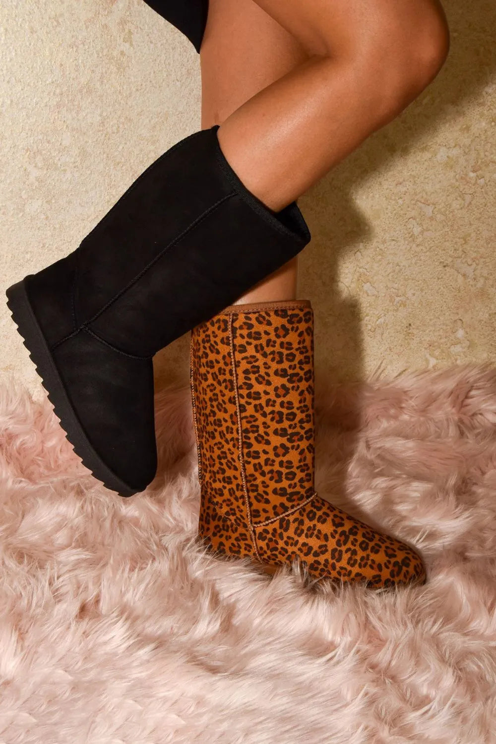 Leopard Suede Round Toe Boots – Bold & Comfortable Statement Footwear