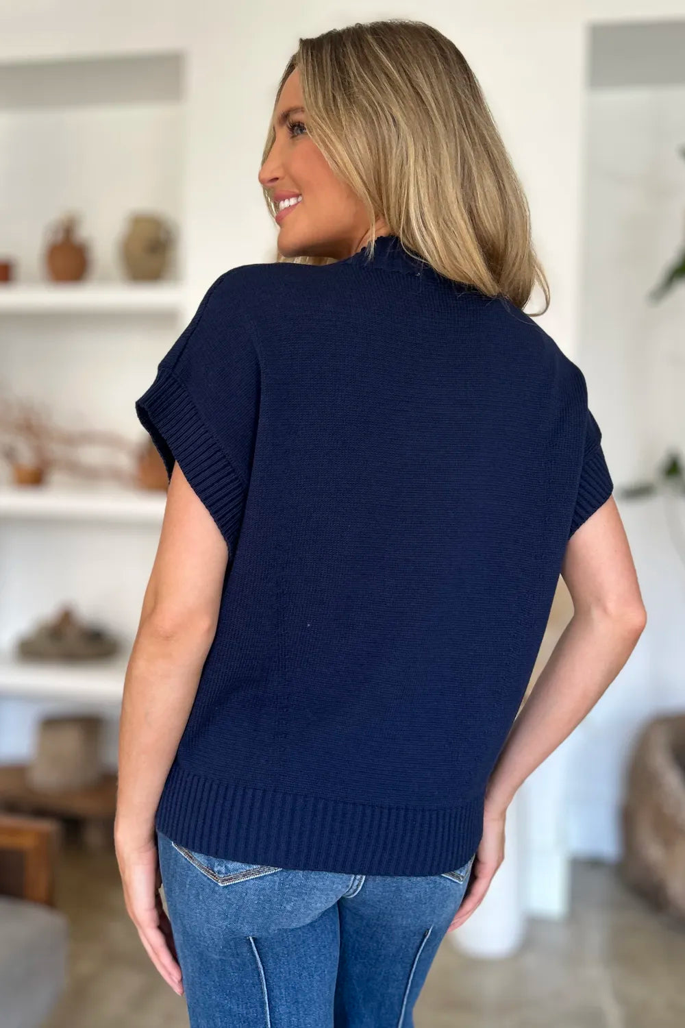 Mock Neck Short Sleeve Sweater – Chic, Cozy & Versatile