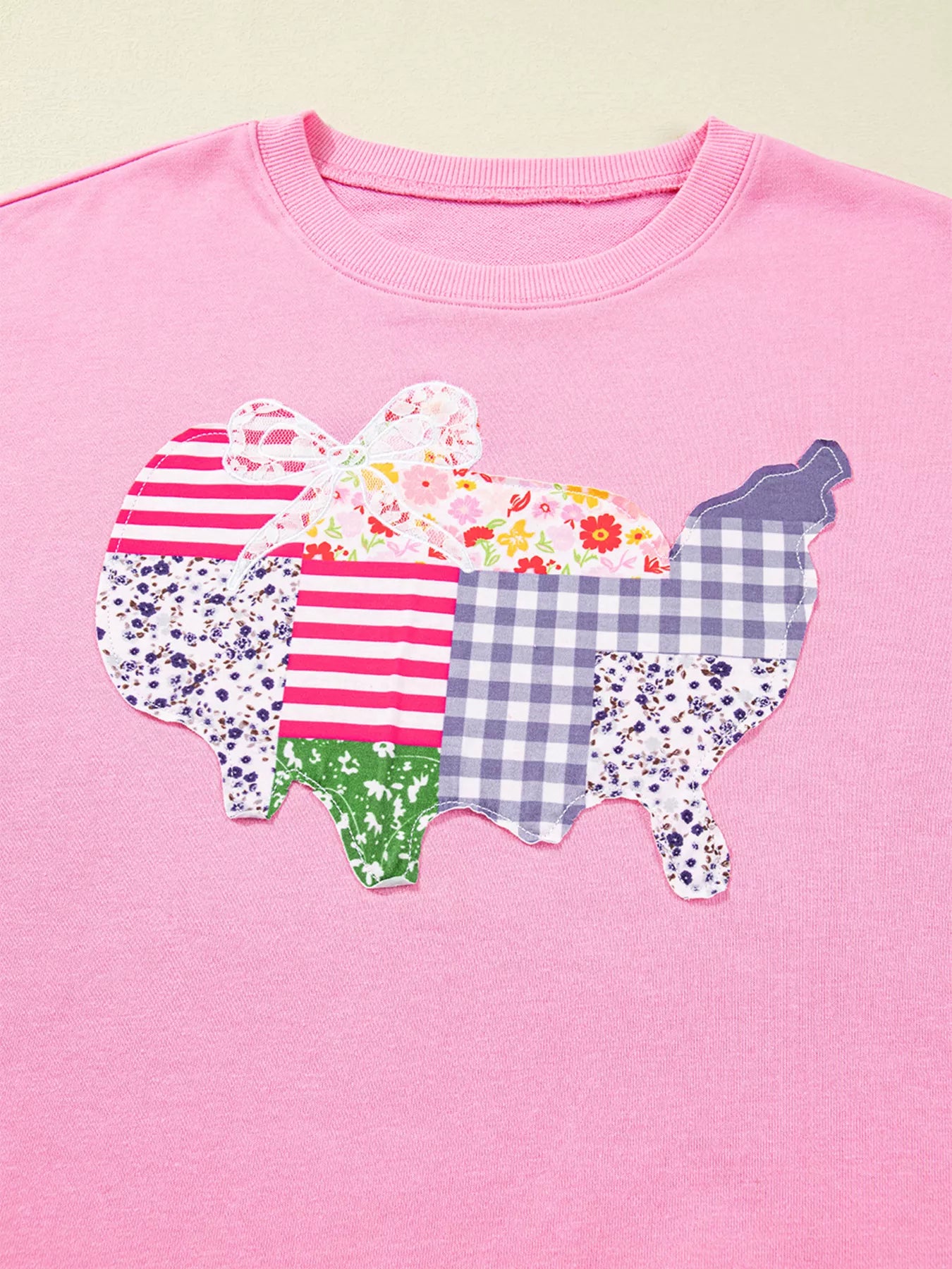 USA Map Patched Long Sleeve Sweatshirt – Casual Patriotic Style