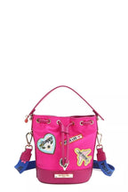 Red Bucket Crossbody Bag with Patches – Playful Street-Style Purse