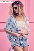 American Flag Cocoon Knit Cardigan – Patriotic & Cozy Layering Piece