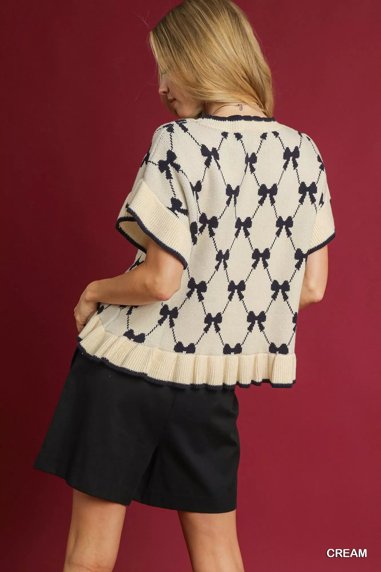 Bow Knit Ruffle Sleeve Sweater – Feminine & Cozy Winter Top