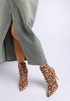 Rag Company Nesta Leopard Boots – Lace Up Stiletto Heel Statement