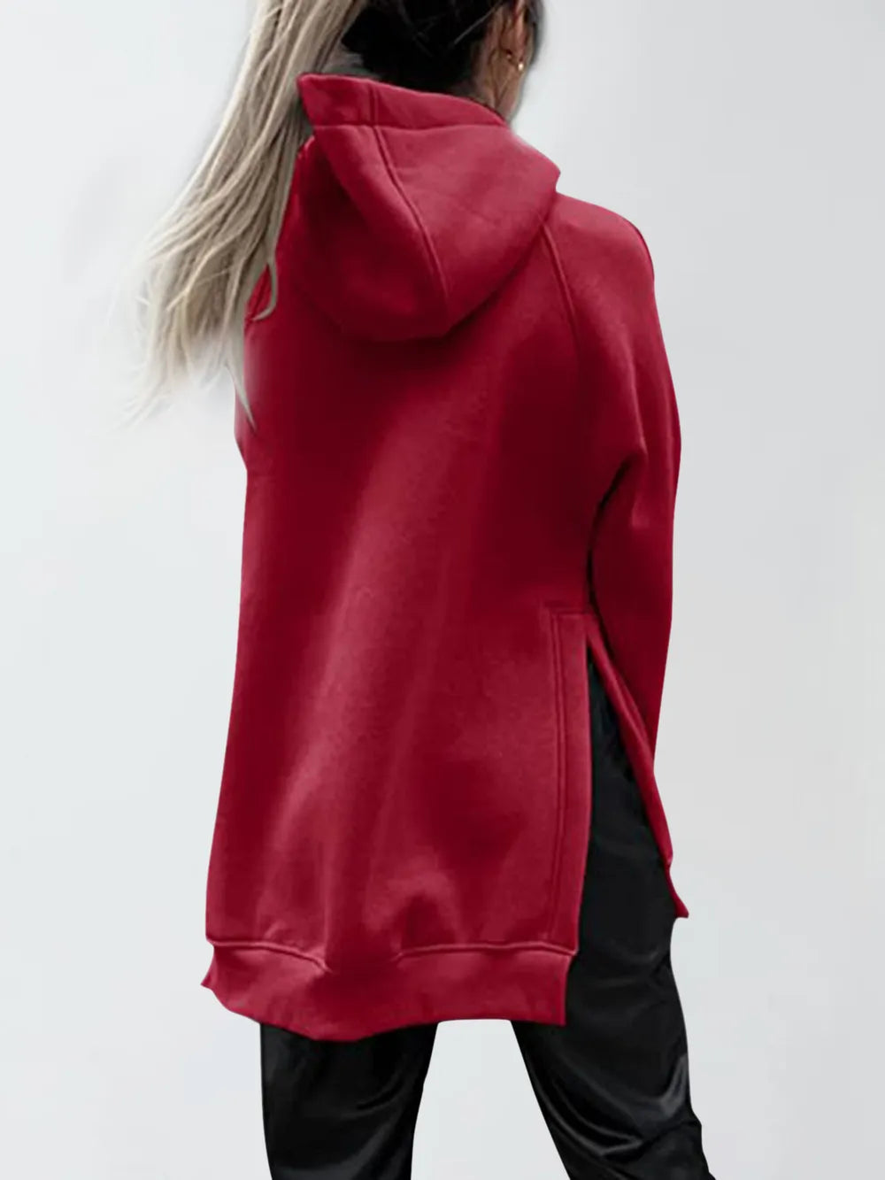 Slit Pocketed Raglan Sleeve Hoodie – Cozy, Casual & Versatile