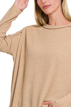 Zenana Ribbed Drop Shoulder Round Neck Sweater – Cozy Chic Style
