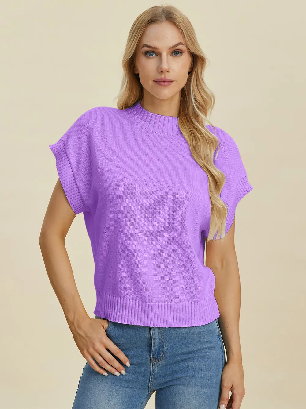 Mock Neck Short Sleeve Sweater – Chic, Cozy & Versatile