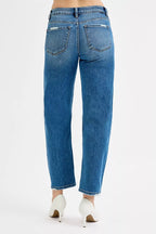 Risen High Rise Tummy Control Slim Barrel Ankle Jeans