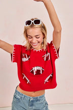 Gameday Sequin Football Sweater – Sporty, Cozy & Eye-Catching Style