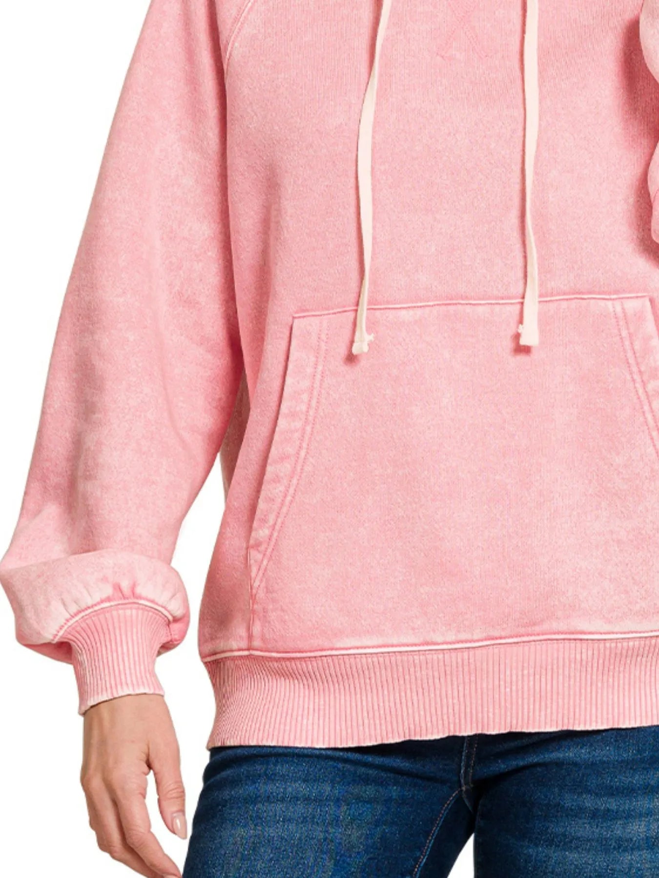 Acid Wash Fleece Hoodie with Kangaroo Pocket – Cozy & Stylish