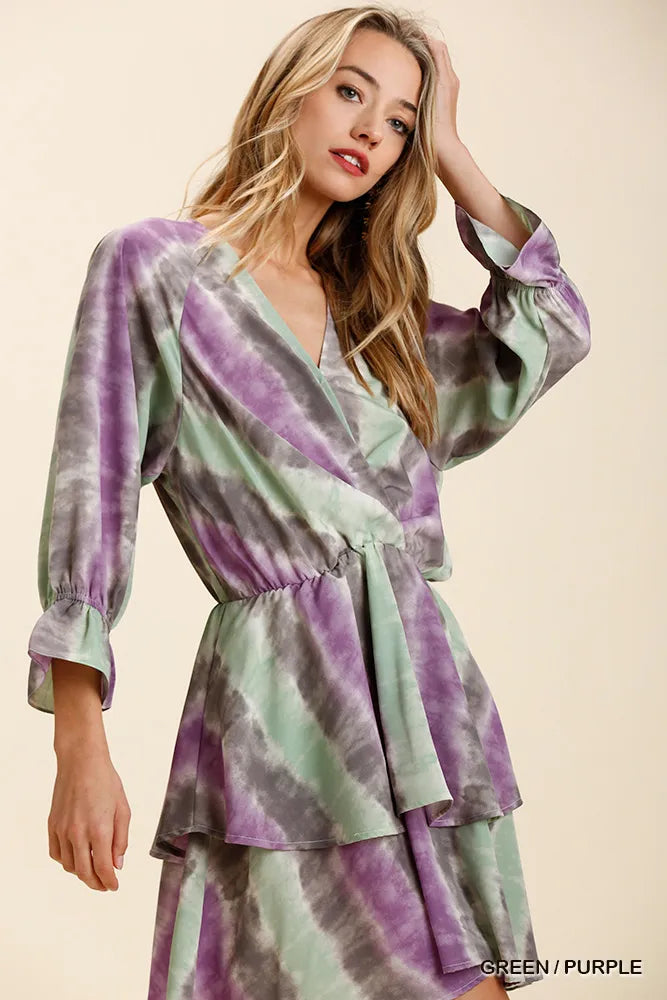 Tie Dye Ruffled Layered Dress with Elastic Waist Flowy & Fun Summer Style